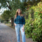 Hand Knit Nepali Wool Jill Sweater in Midnight Blue - S Left
