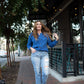 Hand Knit Nepali Wool Jill Sweater in Cobalt Made to Order