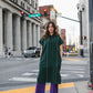 Paula Handwoven Cotton Tunic Dress in Dark Green Made to Order