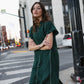 Paula Handwoven Cotton Tunic Dress in Dark Green Made to Order