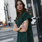 Paula Handwoven Cotton Tunic Dress in Dark Green Made to Order