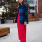 Portuguese Wool Pieper Coat in Cobalt and Black Plaid Made to Order