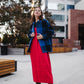 Portuguese Wool Pieper Coat in Cobalt and Black Plaid Made to Order