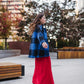 Portuguese Wool Pieper Coat in Cobalt and Black Plaid Made to Order