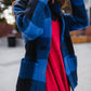 Portuguese Wool Pieper Coat in Cobalt and Black Plaid Made to Order