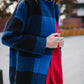 Portuguese Wool Pieper Coat in Cobalt and Black Plaid Made to Order