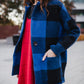 Portuguese Wool Pieper Coat in Cobalt and Black Plaid Made to Order