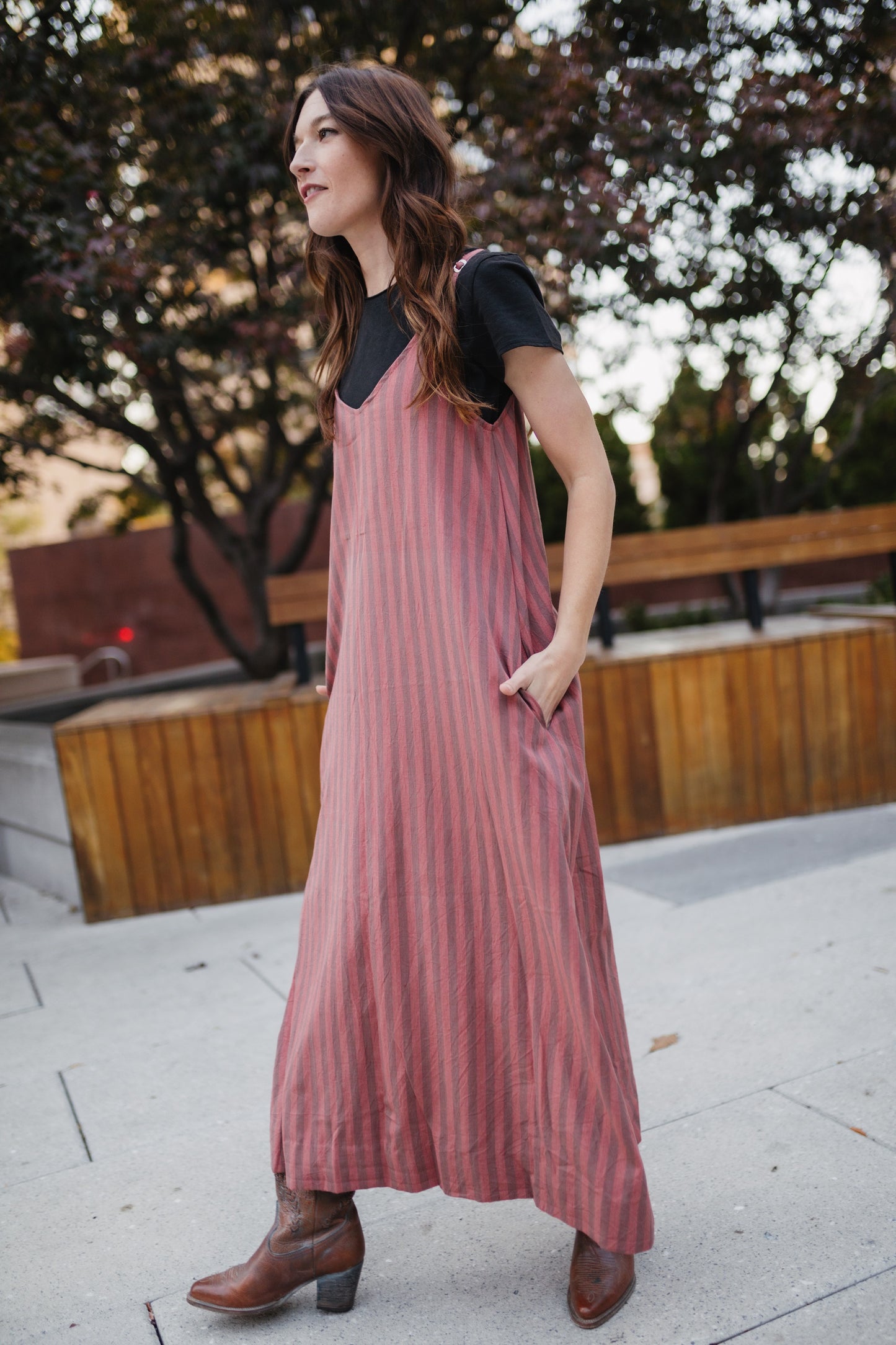 Robbi Handwoven Cotton Dress in Mauve Stripe  - Pre-Order 2/30