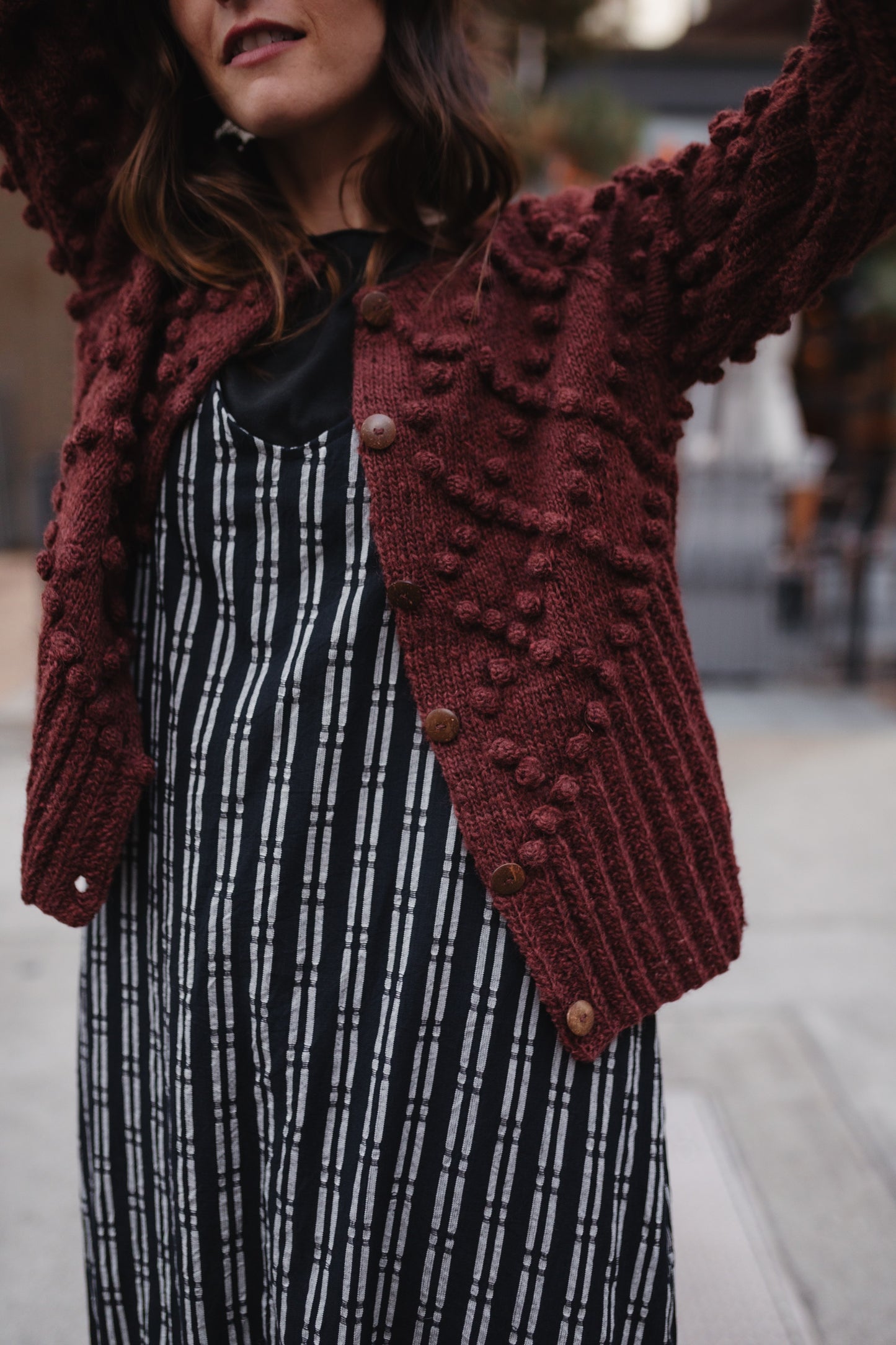 Hand Knit Nepali Wool Jill Sweater in Rust Red - Pre-Order 1/30