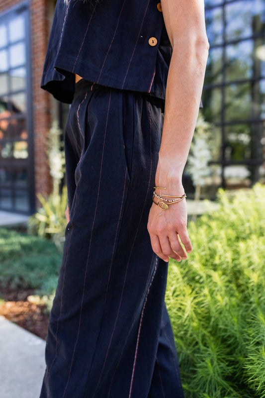 Katie Handwoven Cotton Crop Set in Black