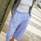 Katie Handwoven Cotton Periwinkle and Silver Separates - M Cropped Pants