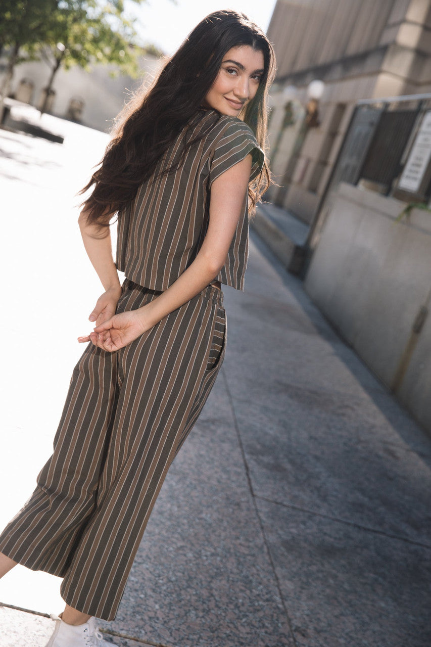 Katie Handwoven Cotton Set in Brown Stripe - Pre-Order 2/30