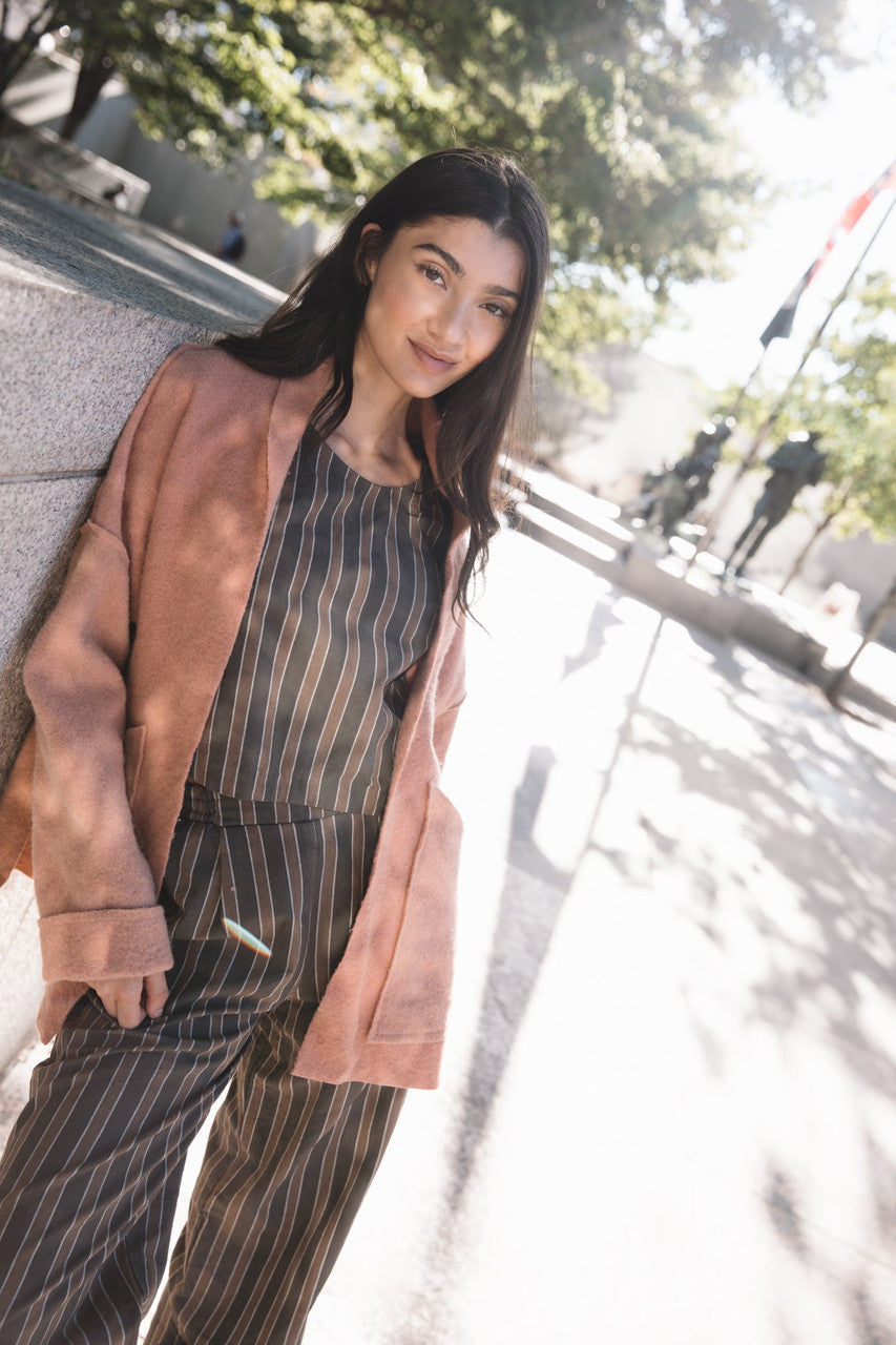 Katie Handwoven Cotton Set in Brown Stripe - Pre-Order 2/30