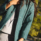 Portuguese Wool Pieper Coat in Teal Herringbone