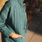 Portuguese Wool Pieper Coat in Teal Herringbone