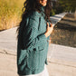 Portuguese Wool Pieper Coat in Teal Herringbone