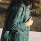 Portuguese Wool Pieper Coat in Teal Herringbone