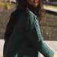 Portuguese Wool Pieper Coat in Teal Herringbone