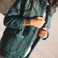 Portuguese Wool Pieper Coat in Teal Herringbone