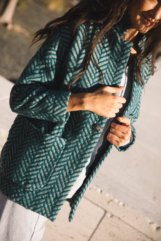 Portuguese Wool Pieper Coat in Teal - Pre-Order 12/31