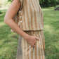 Katie Handwoven Cotton Crop Set in Mustard and Cream Stripe Made to Order