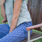 Katie Handwoven Cotton Periwinkle and Silver Separates - M Cropped Pants