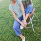 Katie Handwoven Cotton Periwinkle and Silver Separates - M Cropped Pants