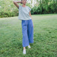 Katie Handwoven Cotton Periwinkle and Silver Separates - M Cropped Pants