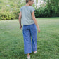 Katie Handwoven Cotton Periwinkle and Silver Separates - M Cropped Pants