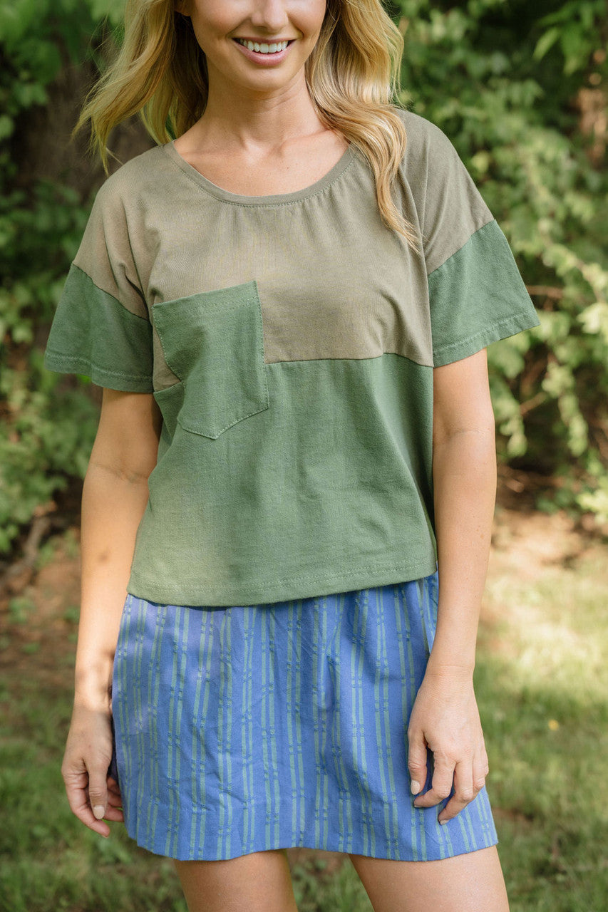 Mila Handwoven Cotton Mini Skirt in Periwinkle and Kelly Green - Pre-Order 2/30