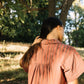 Paige Handwoven Cotton Relaxed Shirt Dress in Mauve and Dust Stripe Made to Order