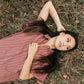 Paige Handwoven Cotton Relaxed Shirt Dress in Mauve and Dust Stripe Made to Order