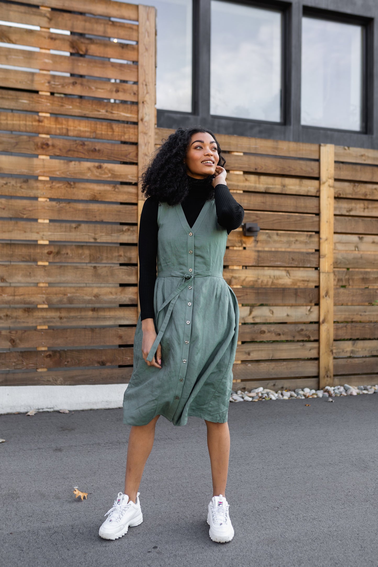 June Dress in Plum Tie Dye Linen Made to Order