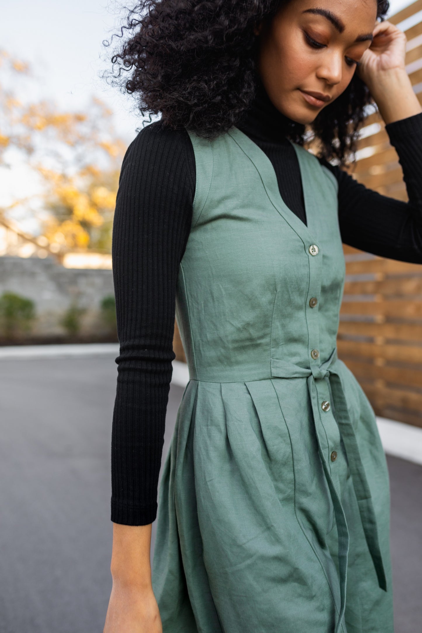 June Dress in Plum Tie Dye Linen Made to Order
