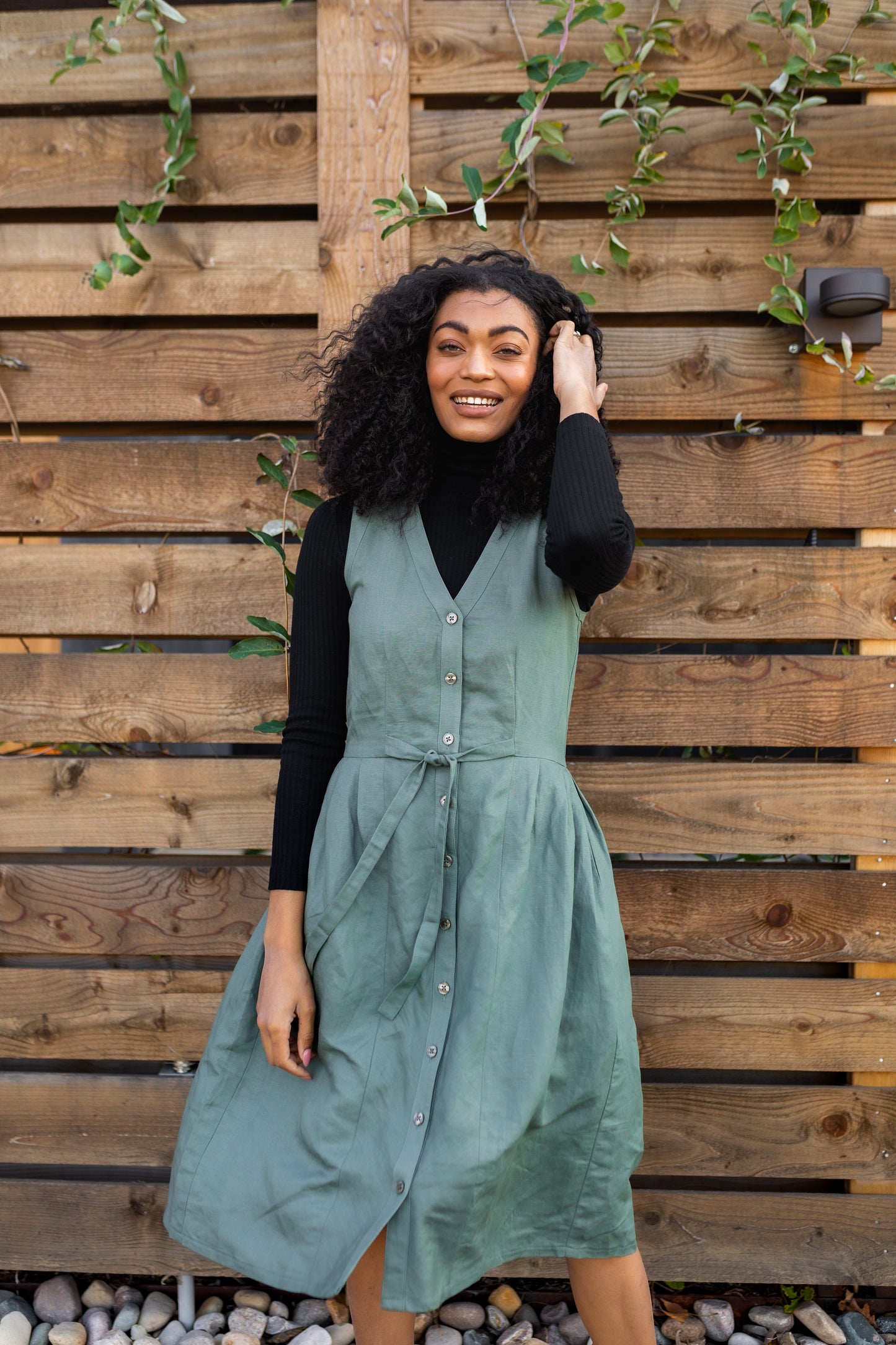 June Dress in Plum Tie Dye Linen Made to Order
