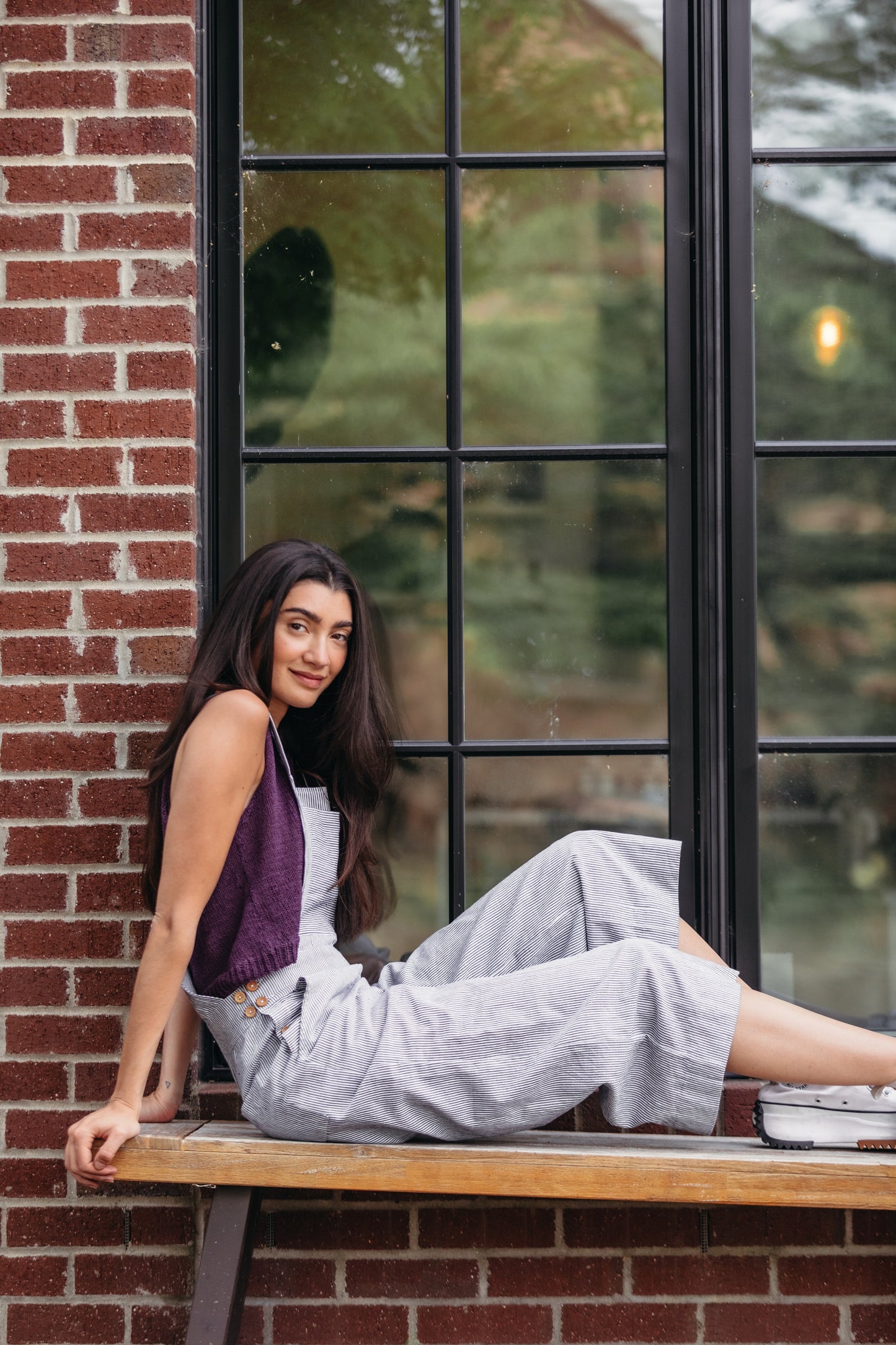 Dilsi Handwoven Cotton Overalls in Blue and White Pin Stripe - Pre-Order 2/30