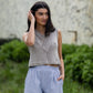 Handwoven Cotton Katie Crop Pants in Blue and White Pin Stripe