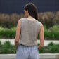 Handwoven Cotton Katie Crop Pants in Blue and White Pin Stripe