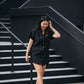 Paige Handwoven Cotton Relaxed Shirt Dress in Black Made to Order