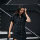 Paige Handwoven Cotton Relaxed Shirt Dress in Black Made to Order