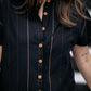 Paige Handwoven Cotton Relaxed Shirt Dress in Black Made to Order