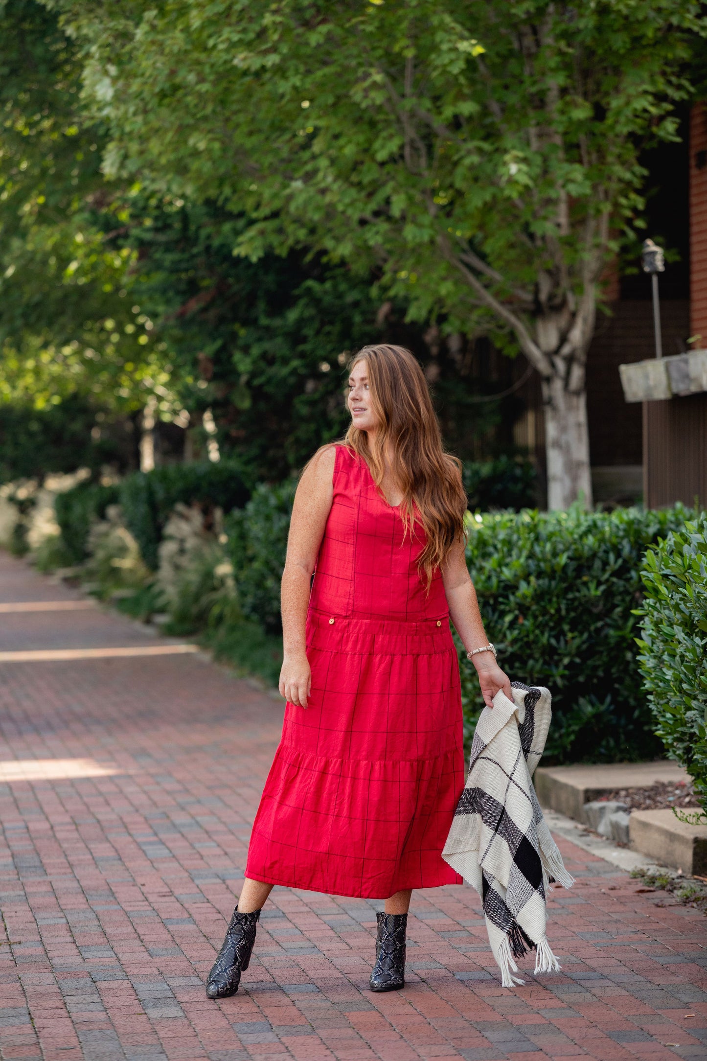 Handwoven Bina Dress in Red Made to Order