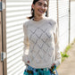 Baby Alpaca Lace Knit Mock Pullover in Eggshell Made to Order