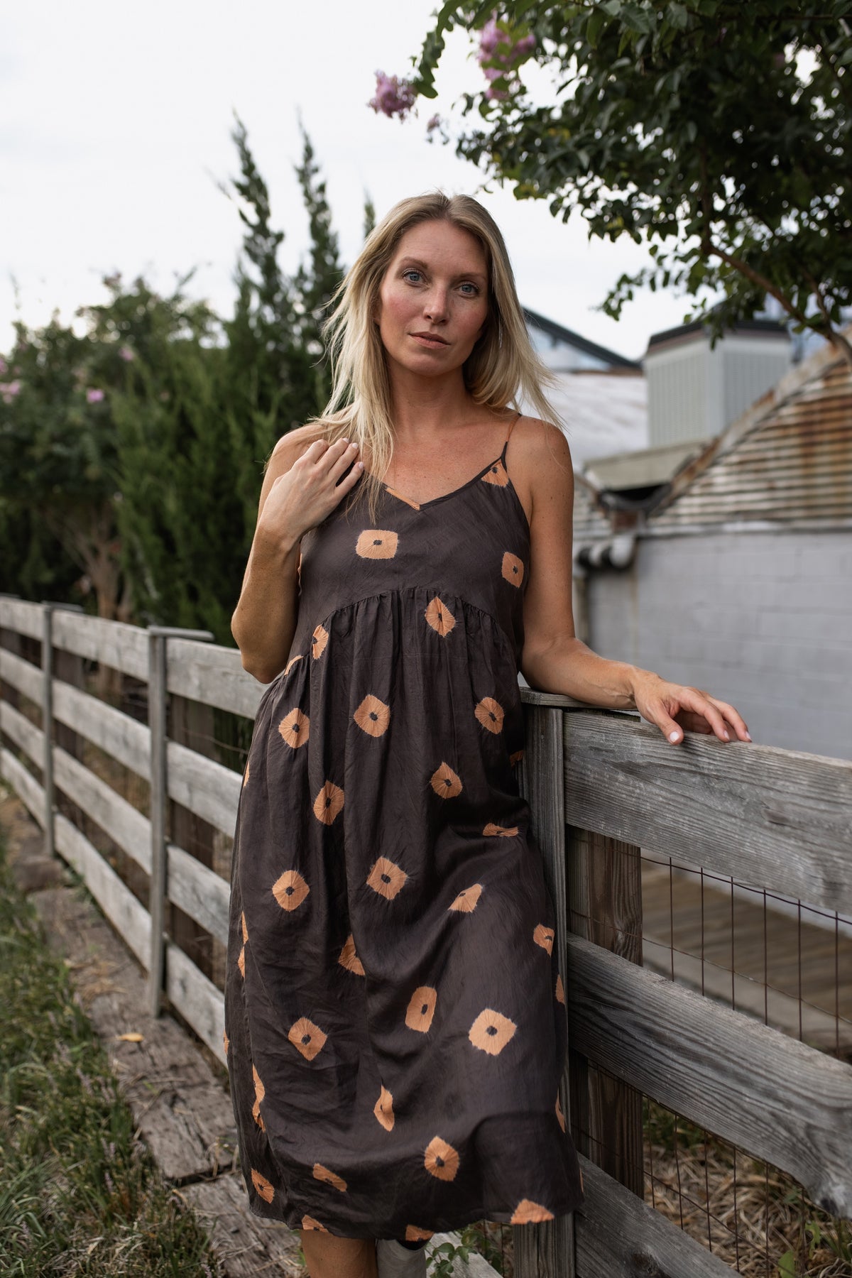 Silk Faro Dress in Brown Made to Order