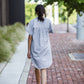 Paige Handwoven Cotton Relaxed Shirt Dress in Mauve and Dust Stripe Made to Order