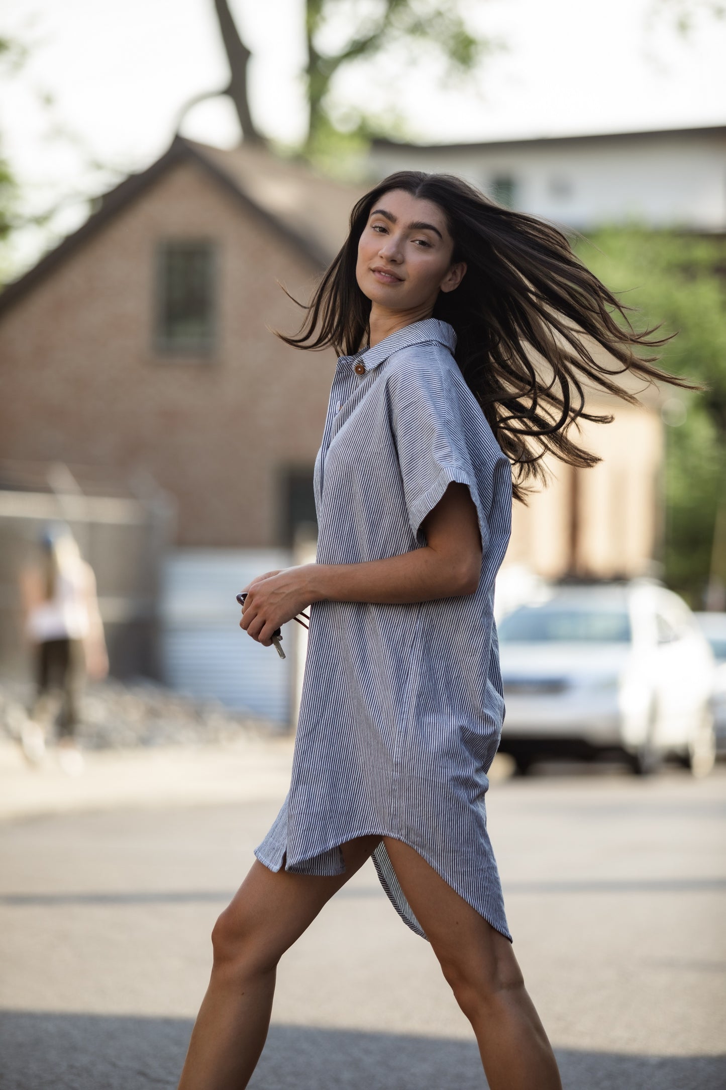 Paige Handwoven Cotton Relaxed Shirt Dress Made to Order