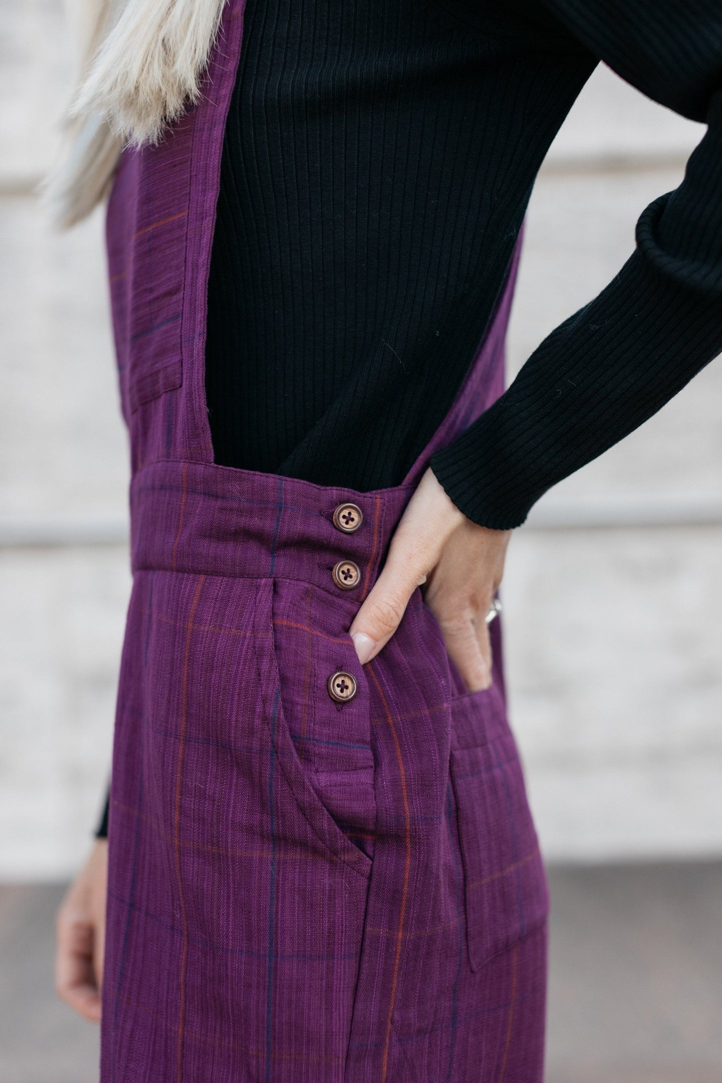 Dilsi Handwoven Cotton Overalls in Mauve and Dust Stripe Made to Order