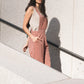 Dilsi Handwoven Cotton Overalls in Mauve and Dust Stripe Made to Order