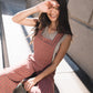 Dilsi Handwoven Cotton Overalls in Mauve and Dust Stripe Made to Order