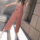 Dilsi Handwoven Cotton Overalls in Mauve and Dust Stripe Made to Order